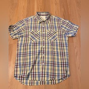American eagle Men vintage fit button down shirt short sleeve plaid size Small